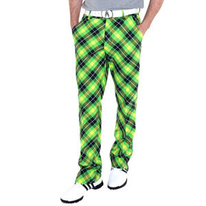 Royal & Awesome Argyle Plaid Golf Pants Mens 36x30 Loud Trouser Funky Green Neon